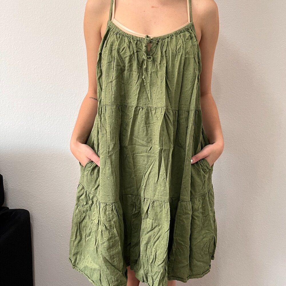 Old Navy Textured Sundress in Olive Green